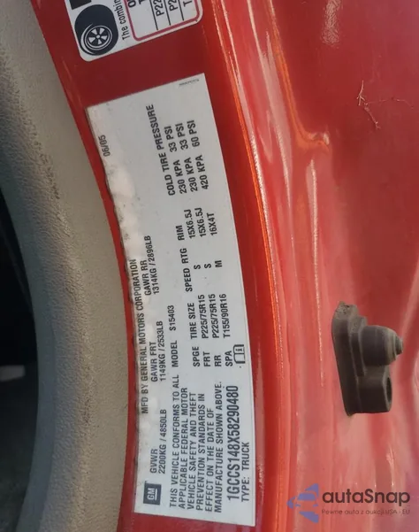 2005 Chevrolet Colorado из США, поврежденный, VIN 1GCCS148X58290480